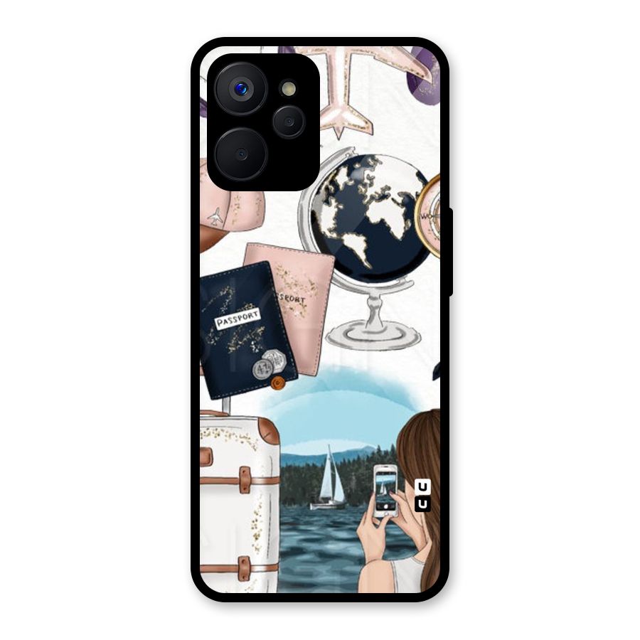 Travel Diaries Glass Back Case for Realme 9i 5G