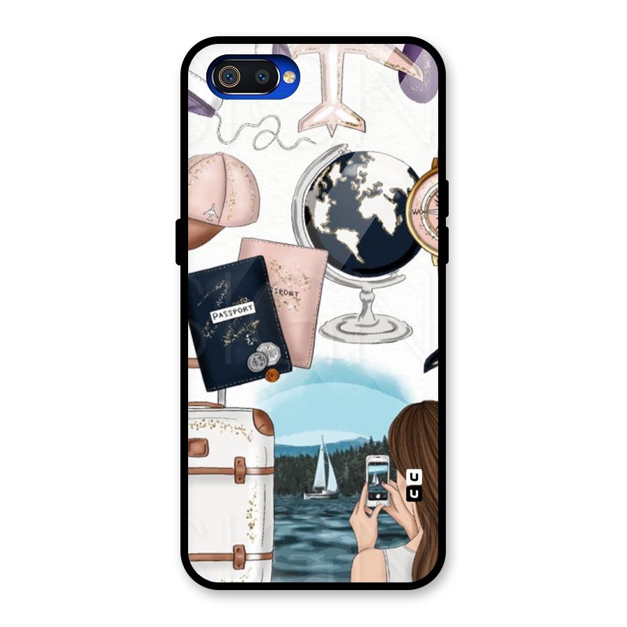 Travel Diaries Glass Back Case for Realme C2