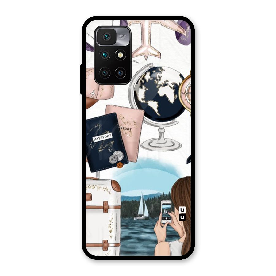 Travel Diaries Glass Back Case for Redmi 10 Prime