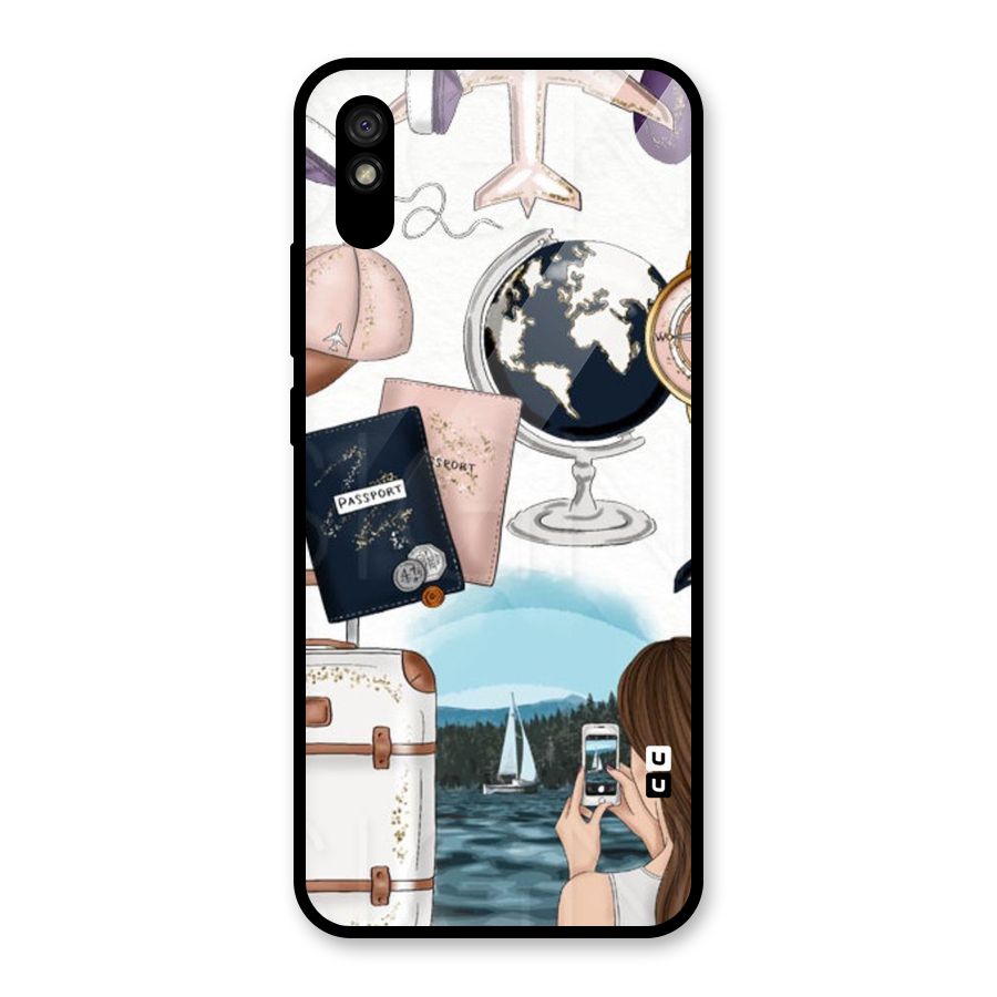 Travel Diaries Glass Back Case for Redmi 9i
