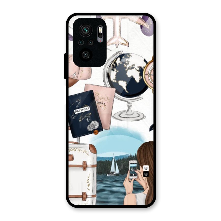 Travel Diaries Glass Back Case for Redmi Note 10S
