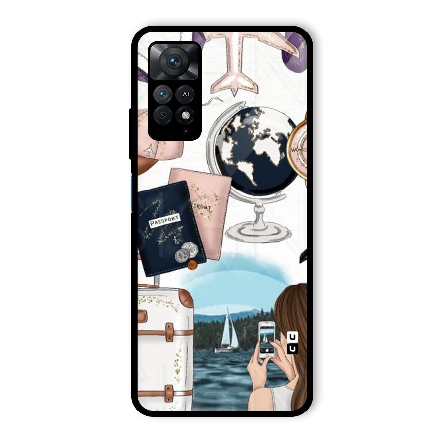 Travel Diaries Glass Back Case for Redmi Note 11 Pro