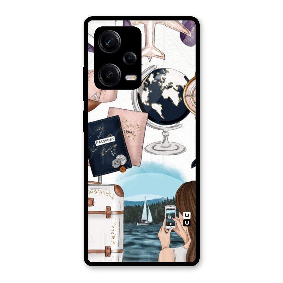 Travel Diaries Glass Back Case for Redmi Note 12 Pro