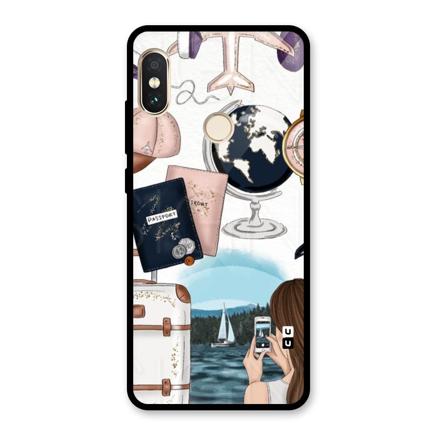 Travel Diaries Glass Back Case for Redmi Note 5 Pro