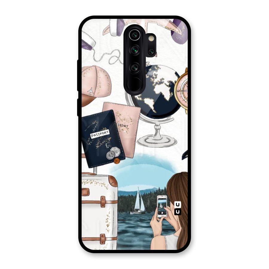 Travel Diaries Glass Back Case for Redmi Note 8 Pro