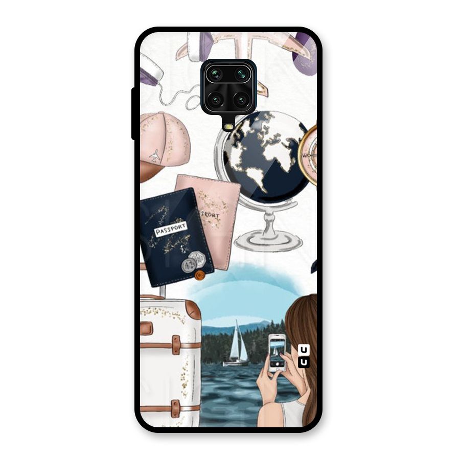 Travel Diaries Glass Back Case for Redmi Note 9 Pro