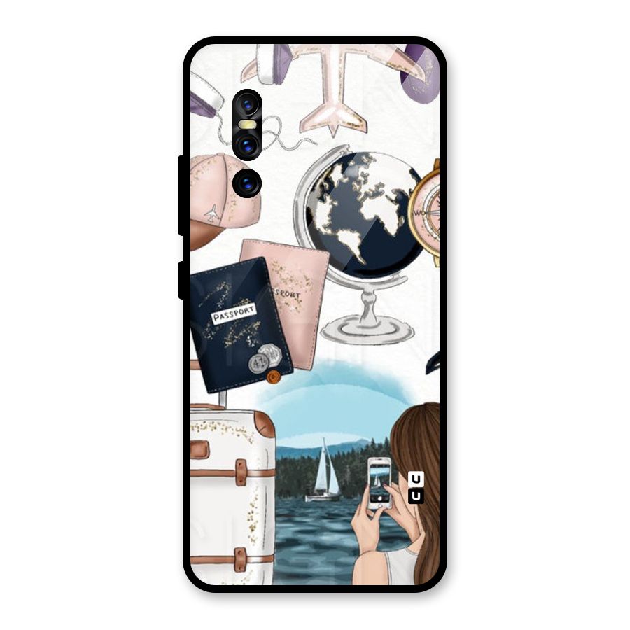 Travel Diaries Glass Back Case for Vivo V15 Pro