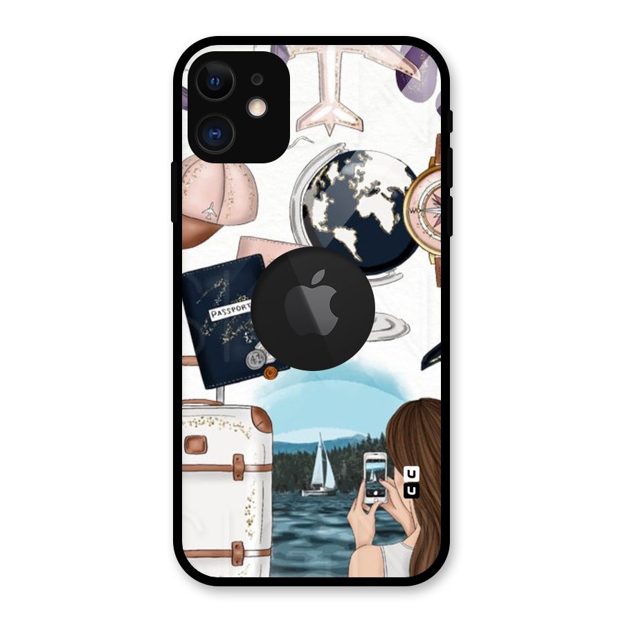 Travel Diaries Glass Back Case for iPhone 11 Logo Cut