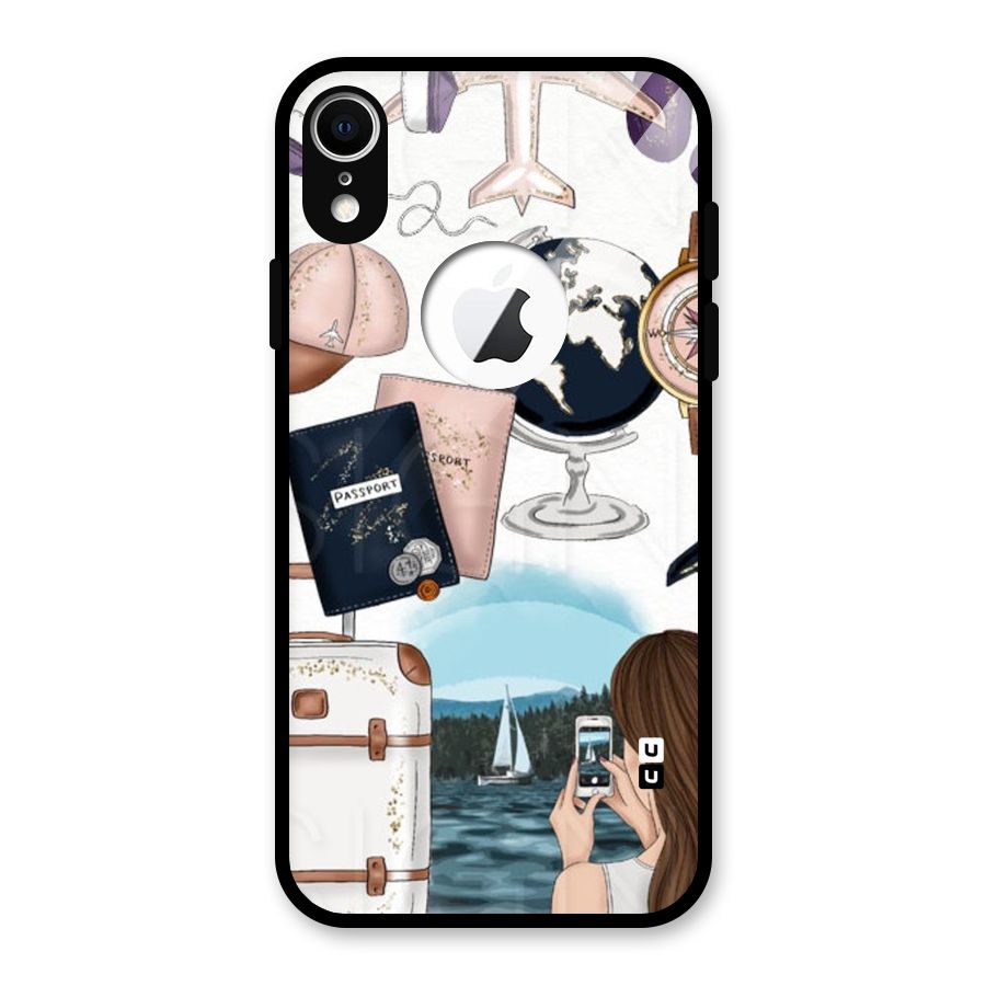 Travel Diaries Glass Back Case for iPhone XR Logo Cut