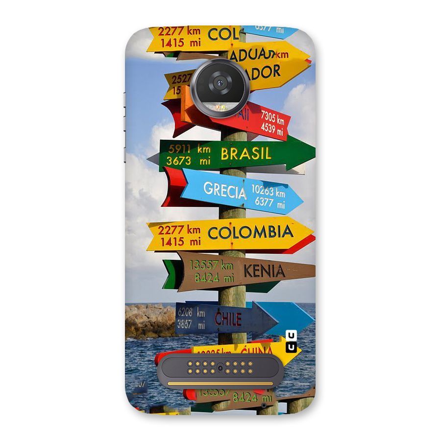 Travel Directions Back Case for Moto Z2 Play