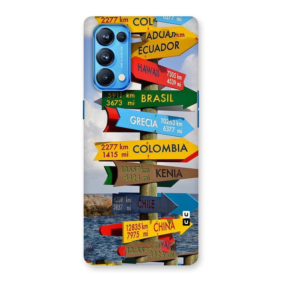 Travel Directions Back Case for Oppo Reno5 Pro 5G
