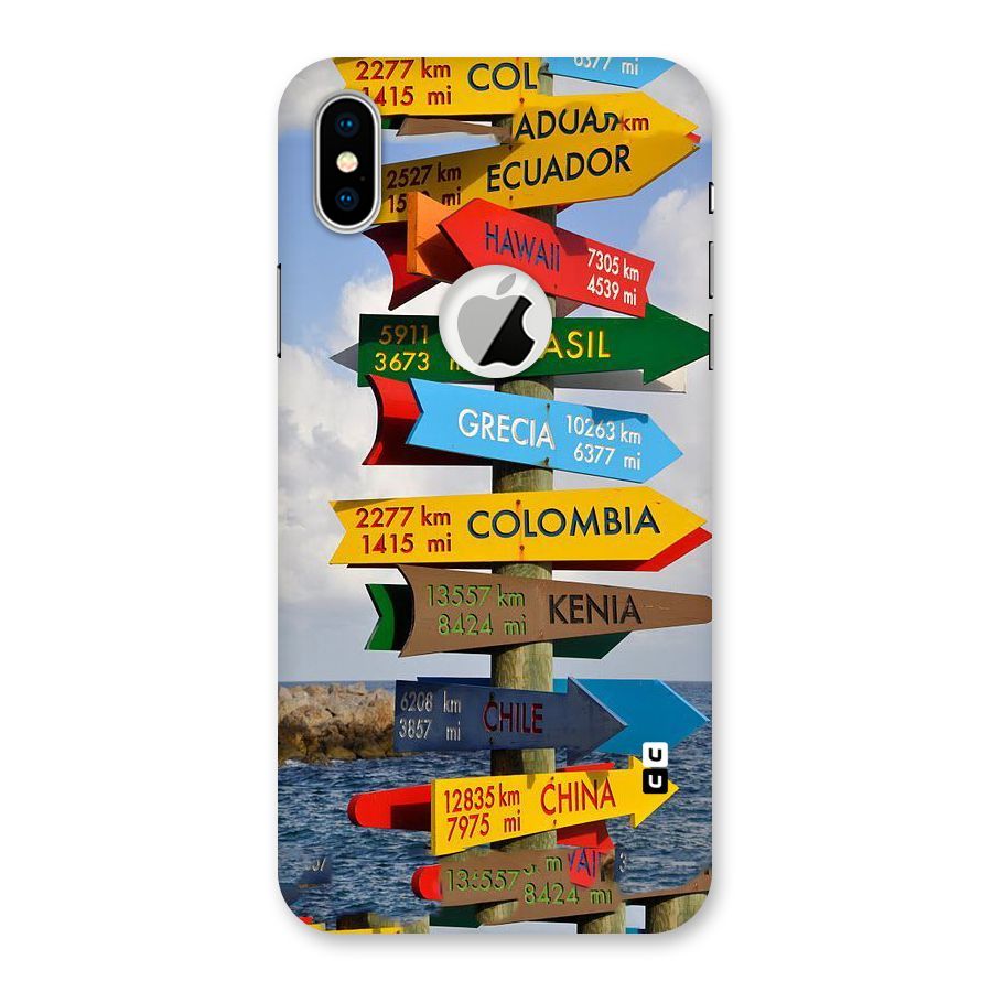 Travel Directions Back Case for iPhone XS Logo Cut