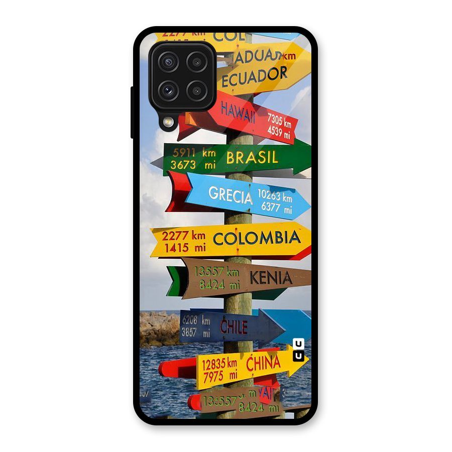 Travel Directions Glass Back Case for Galaxy A22 4G