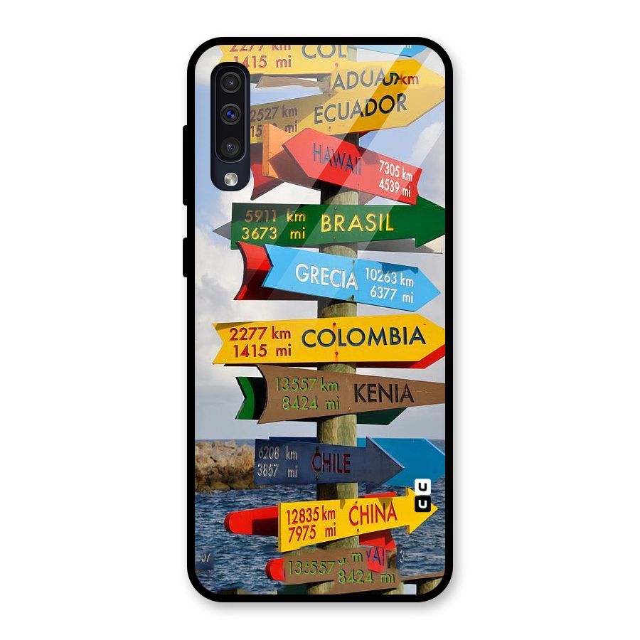 Travel Directions Glass Back Case for Galaxy A30s