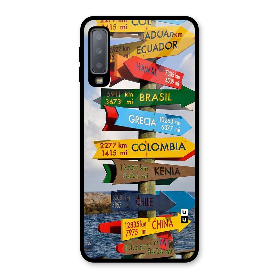 Travel Directions Glass Back Case for Galaxy A7 (2018)