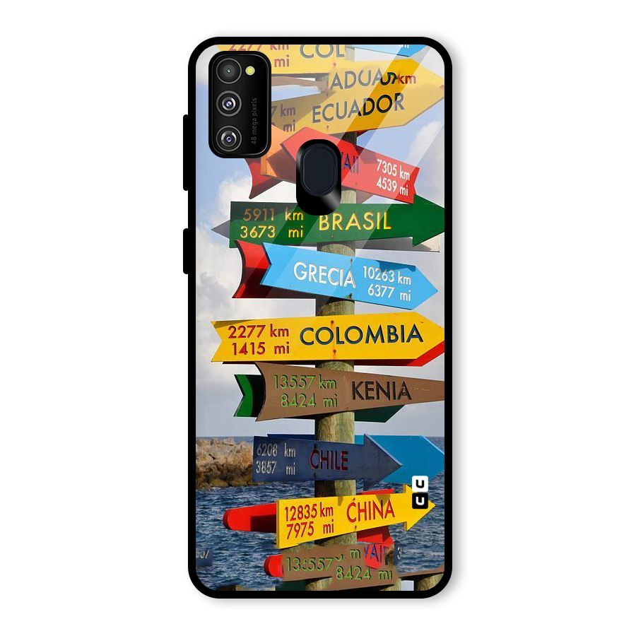 Travel Directions Glass Back Case for Galaxy M30s