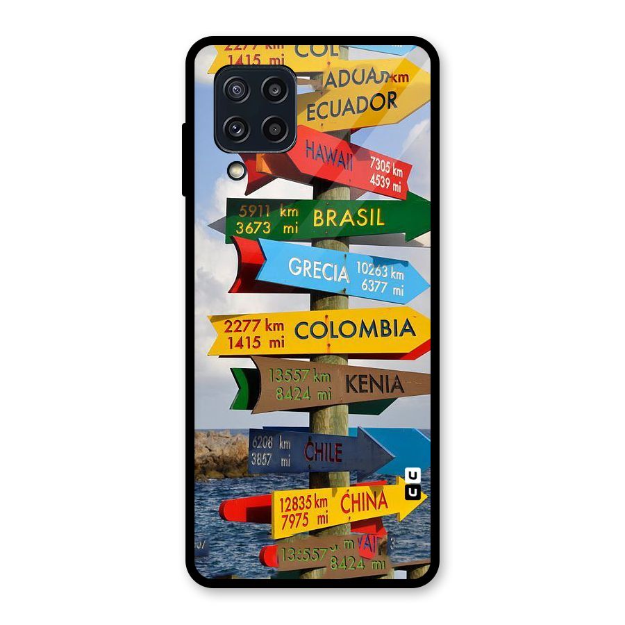 Travel Directions Glass Back Case for Galaxy M32
