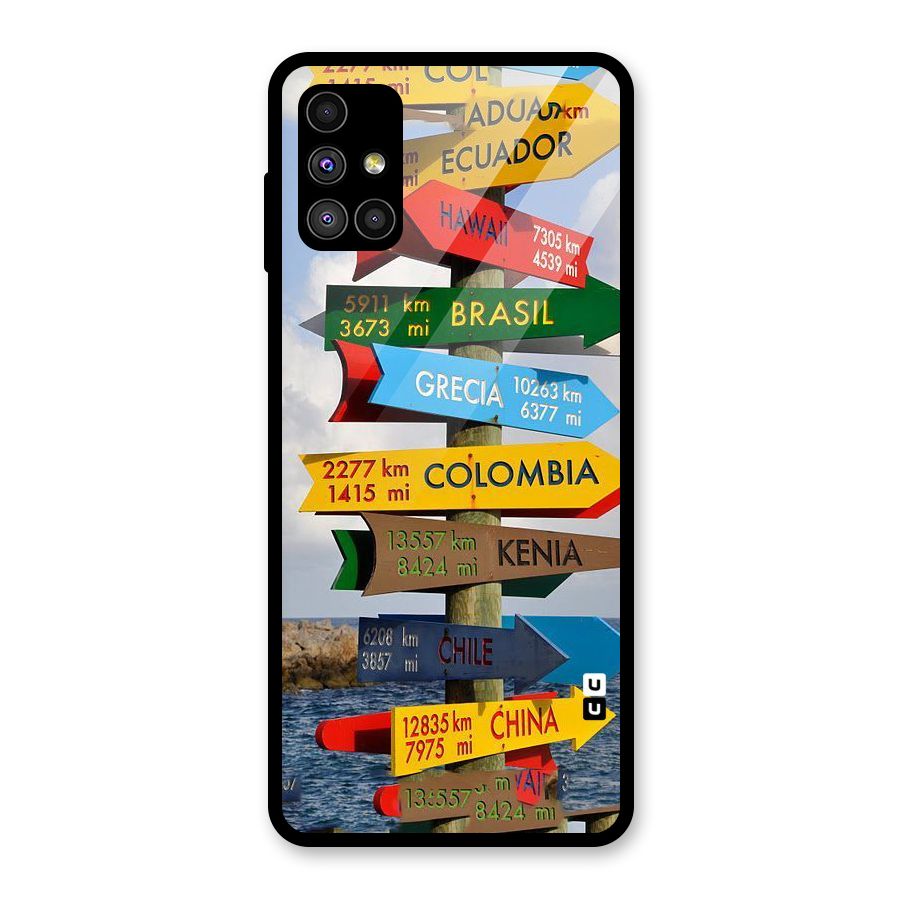 Travel Directions Glass Back Case for Galaxy M51