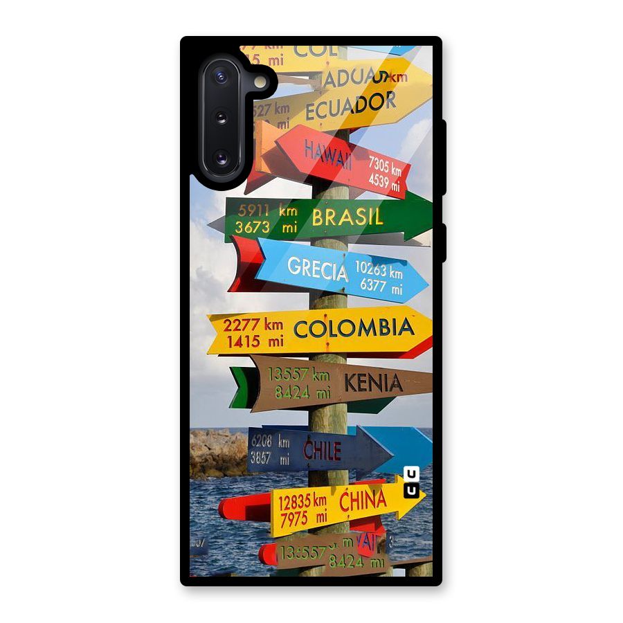 Travel Directions Glass Back Case for Galaxy Note 10