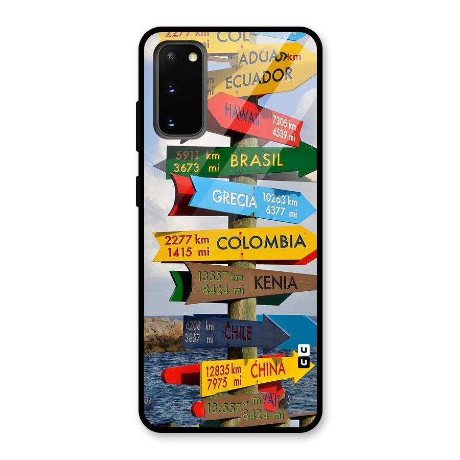 Travel Directions Glass Back Case for Galaxy S20