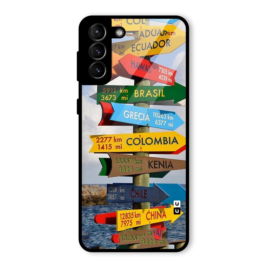 Travel Directions Glass Back Case for Galaxy S21 Plus
