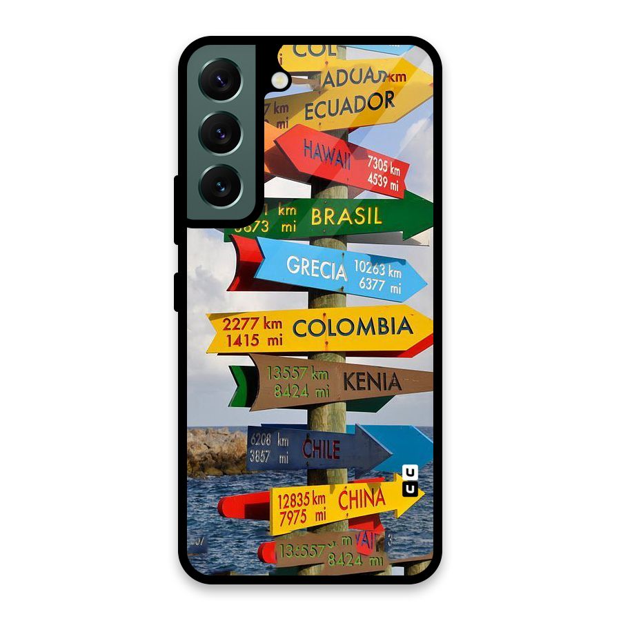 Travel Directions Glass Back Case for Galaxy S22 5G