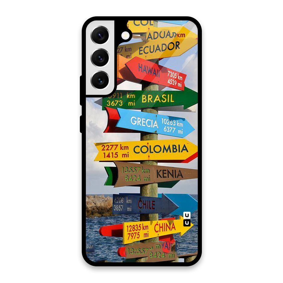 Travel Directions Glass Back Case for Galaxy S22 Plus 5G