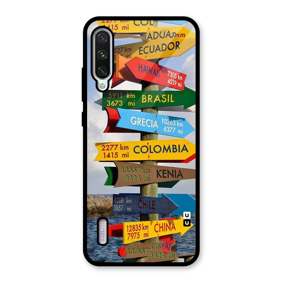 Travel Directions Glass Back Case for Mi A3