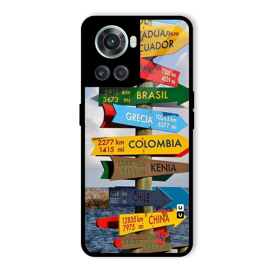 Travel Directions Glass Back Case for OnePlus 10R