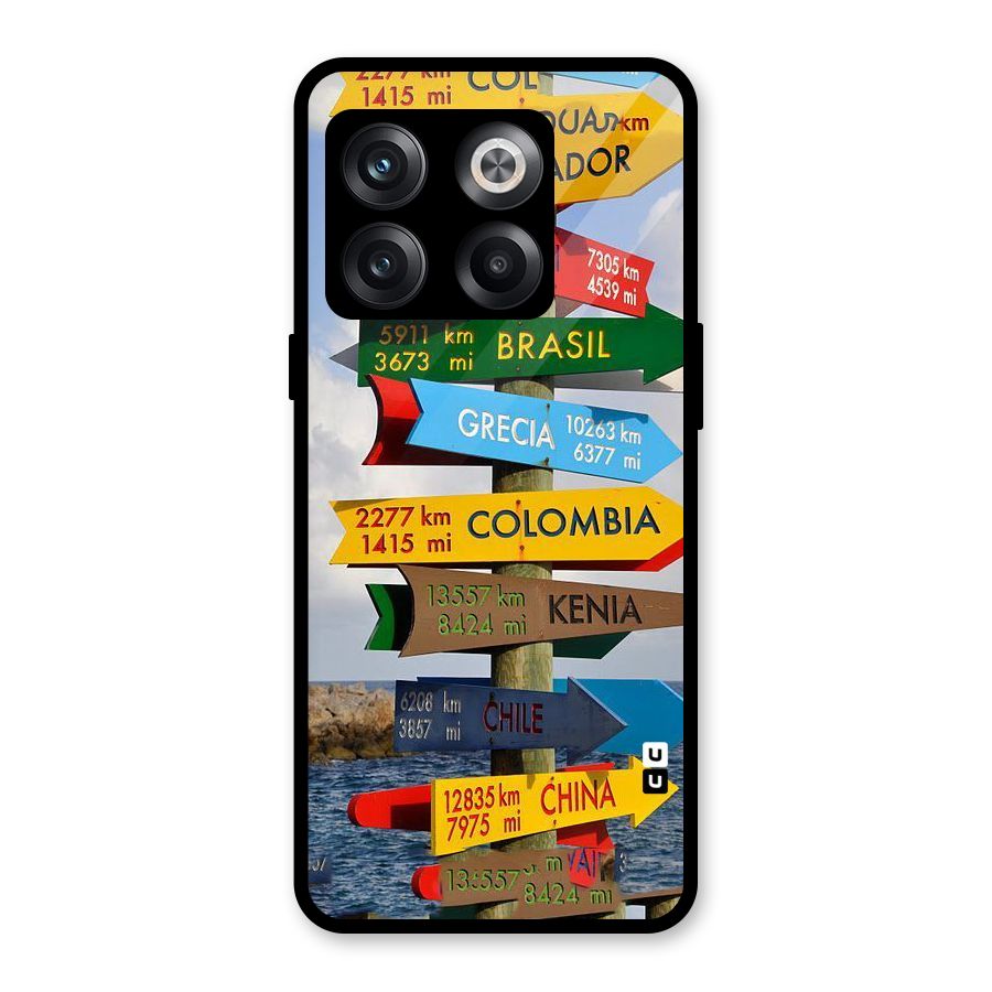 Travel Directions Glass Back Case for OnePlus 10T