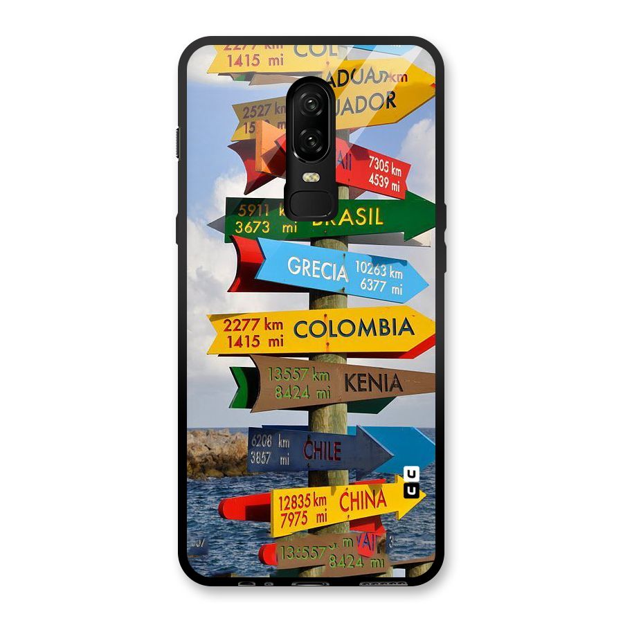 Travel Directions Glass Back Case for OnePlus 6