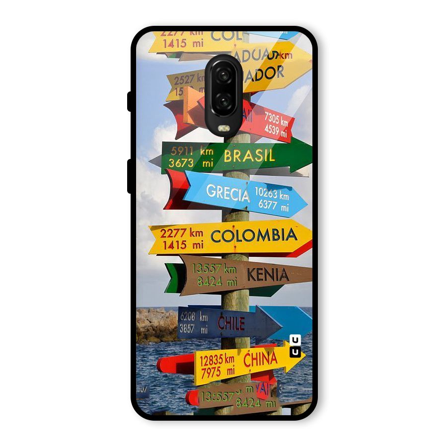 Travel Directions Glass Back Case for OnePlus 6T