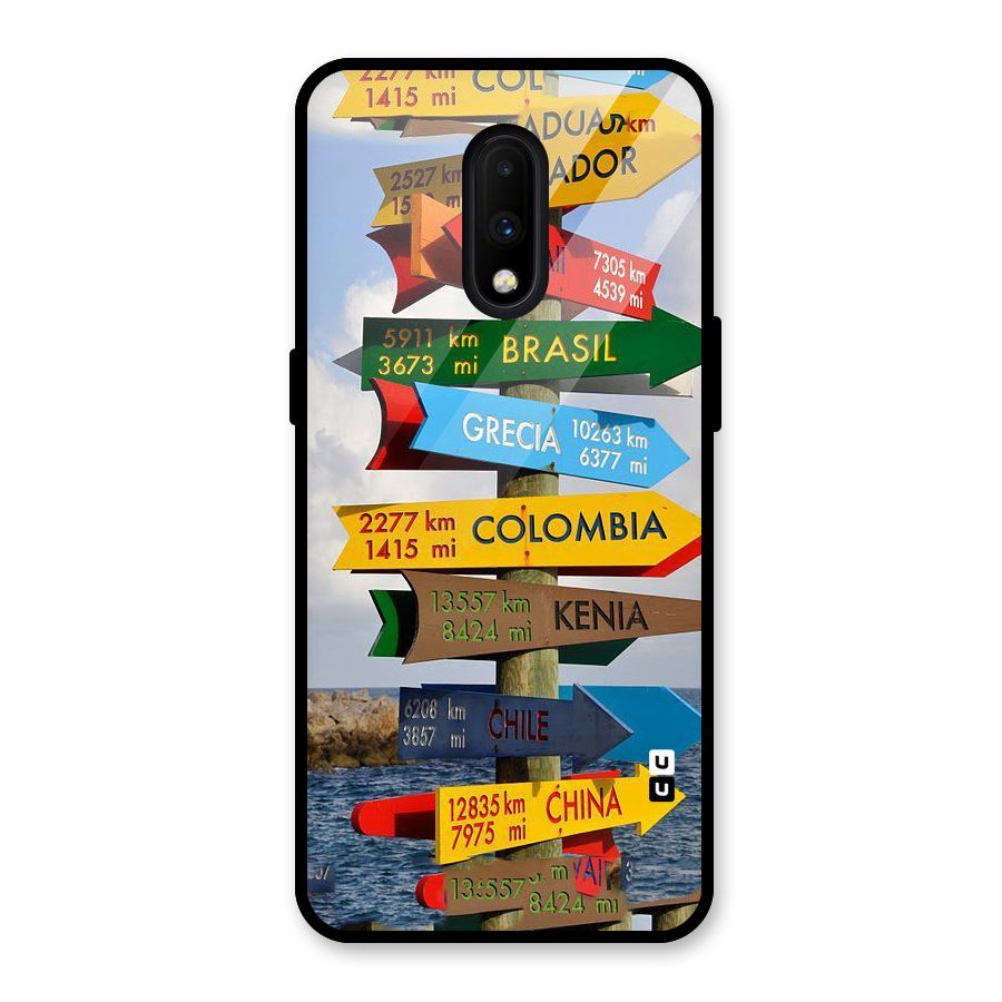 Travel Directions Glass Back Case for OnePlus 7