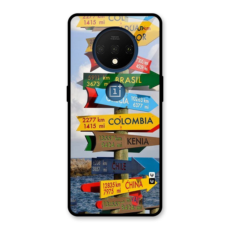 Travel Directions Glass Back Case for OnePlus 7T