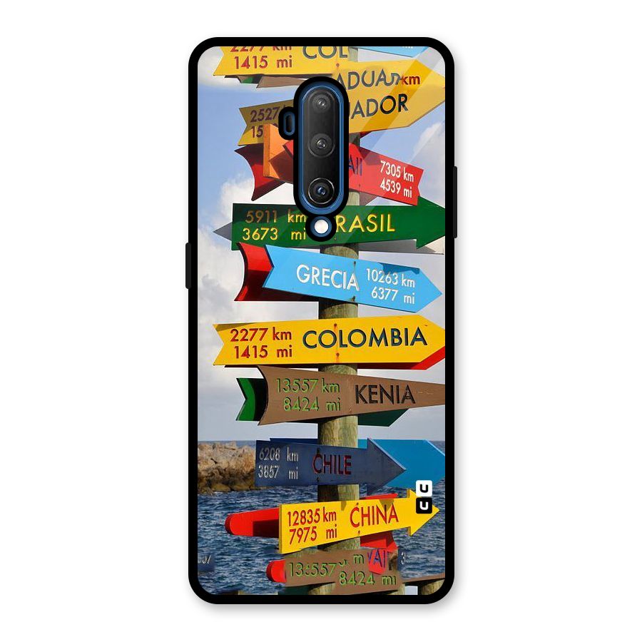Travel Directions Glass Back Case for OnePlus 7T Pro
