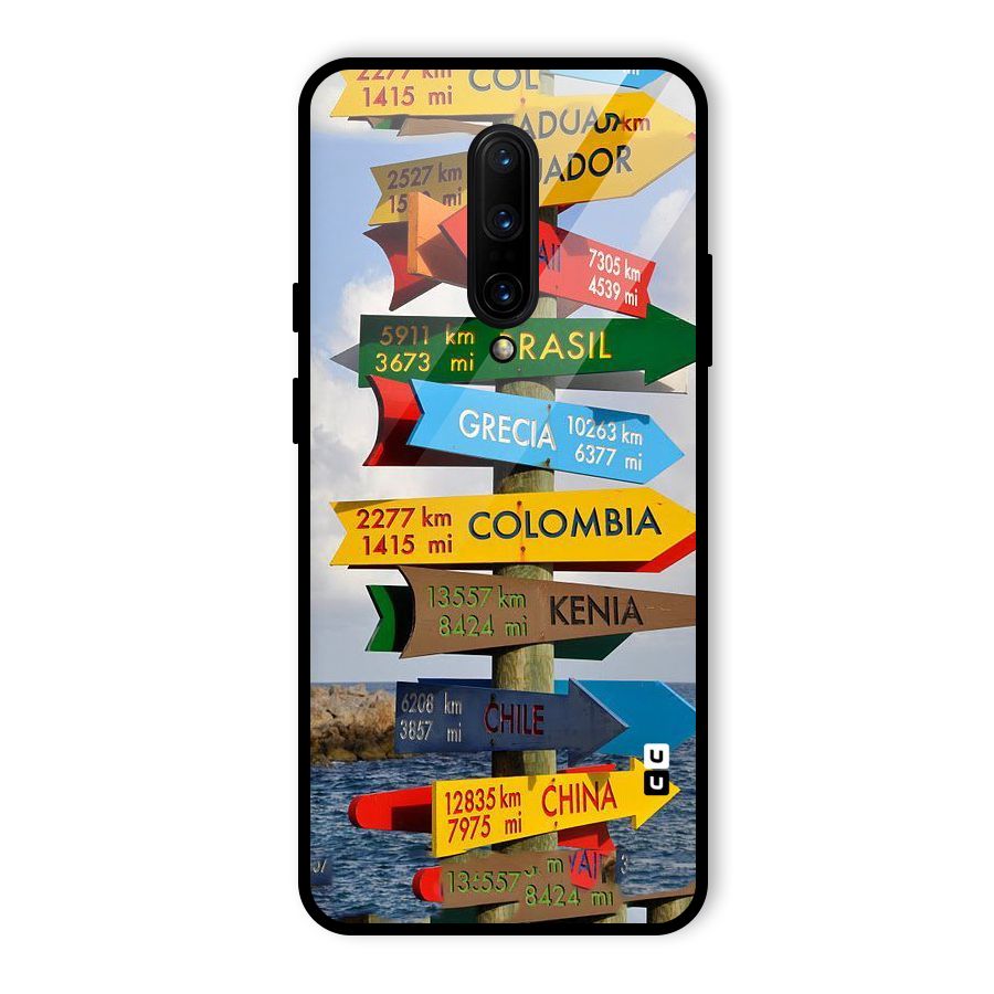 Travel Directions Glass Back Case for OnePlus 7 Pro
