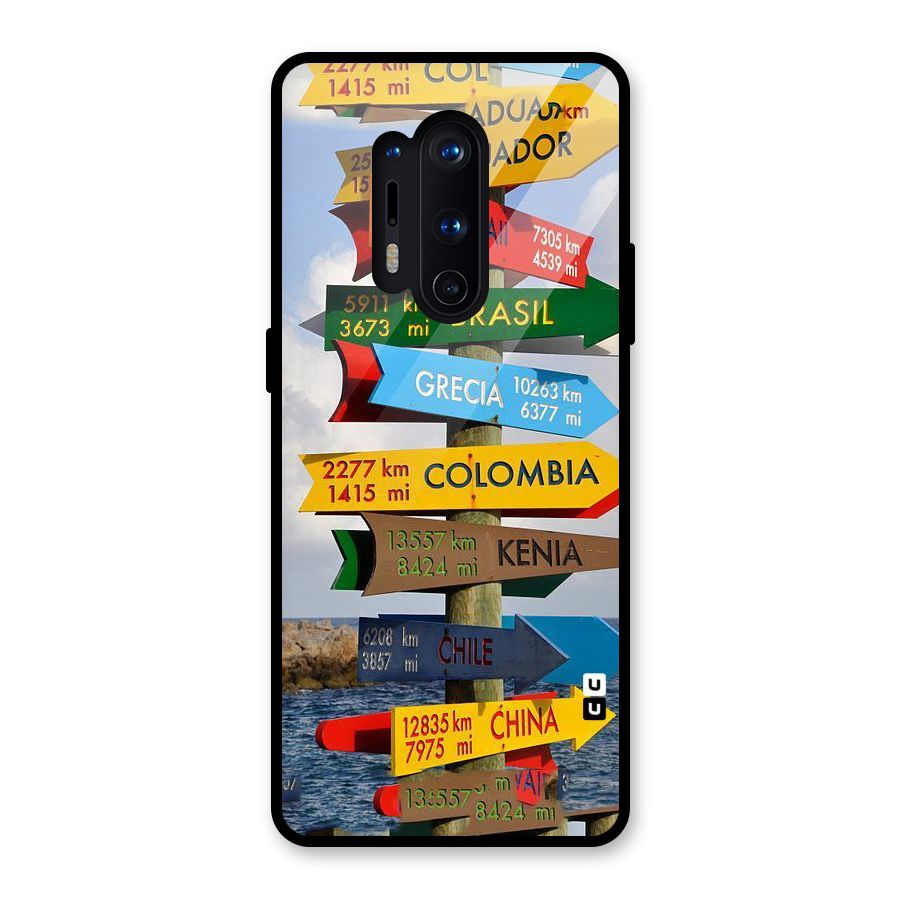 Travel Directions Glass Back Case for OnePlus 8 Pro