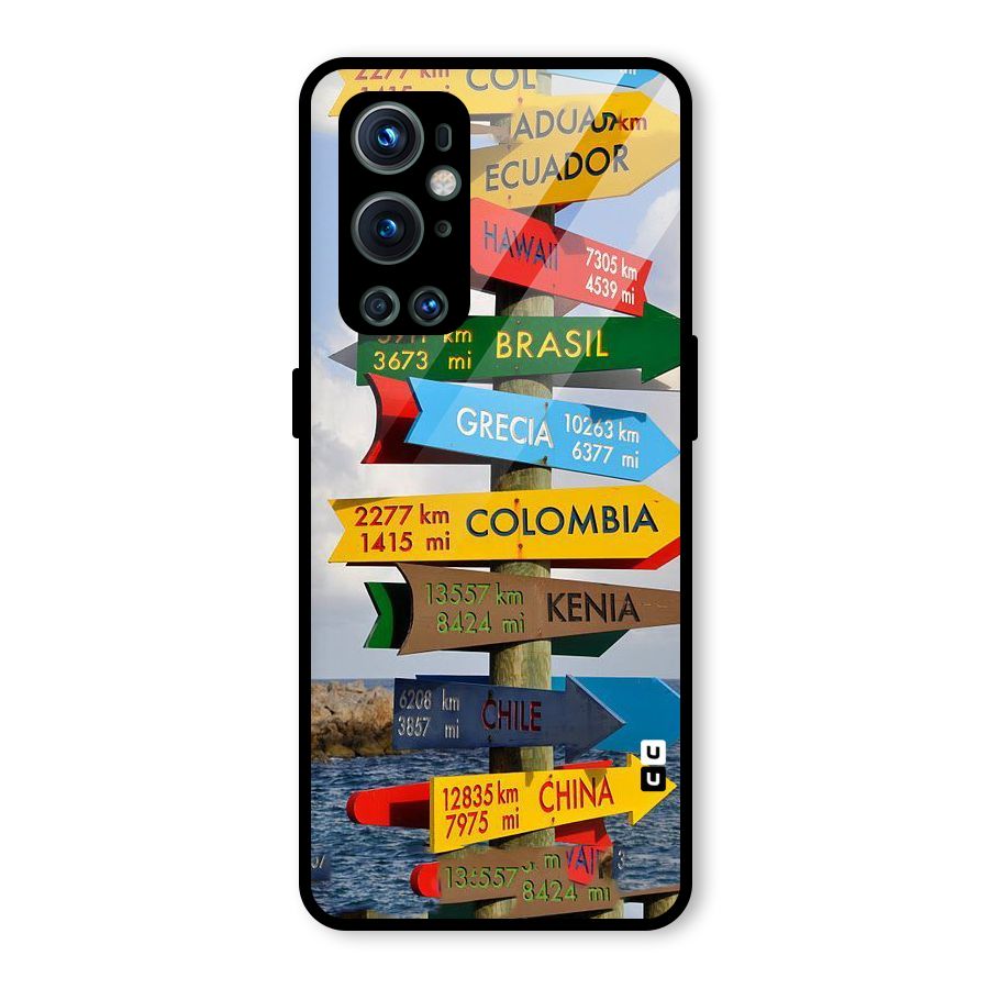 Travel Directions Glass Back Case for OnePlus 9 Pro