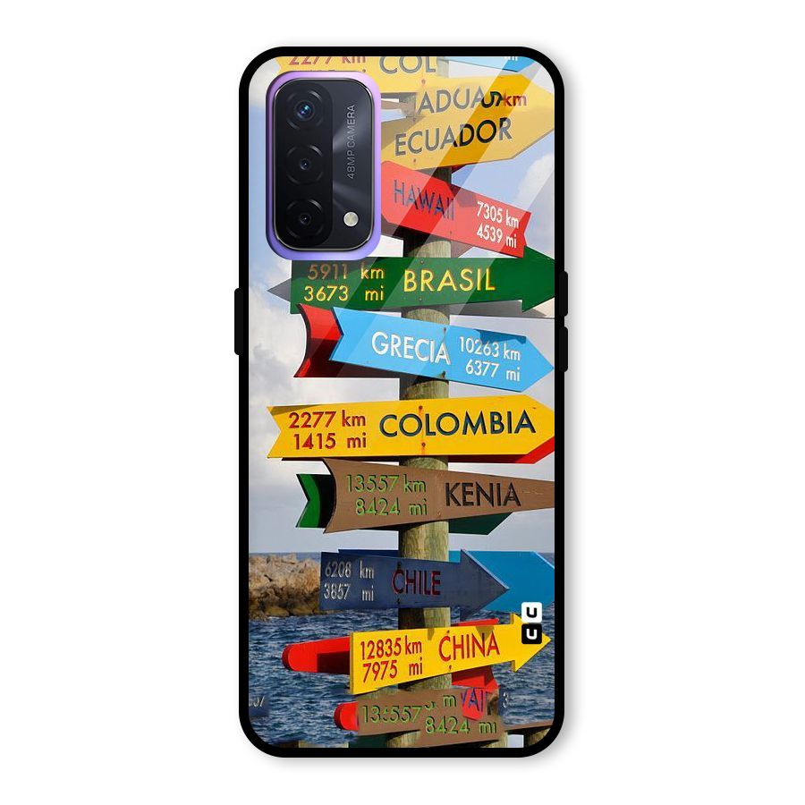 Travel Directions Glass Back Case for Oppo A74 5G