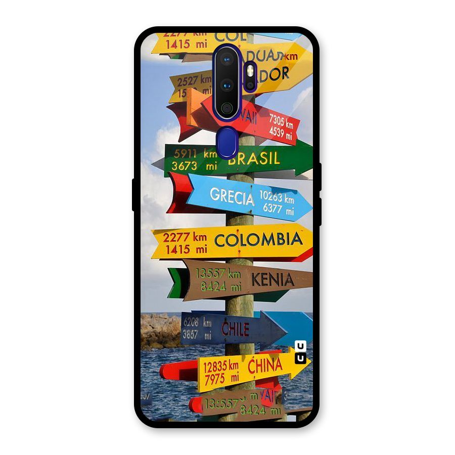 Travel Directions Glass Back Case for Oppo A9 (2020)