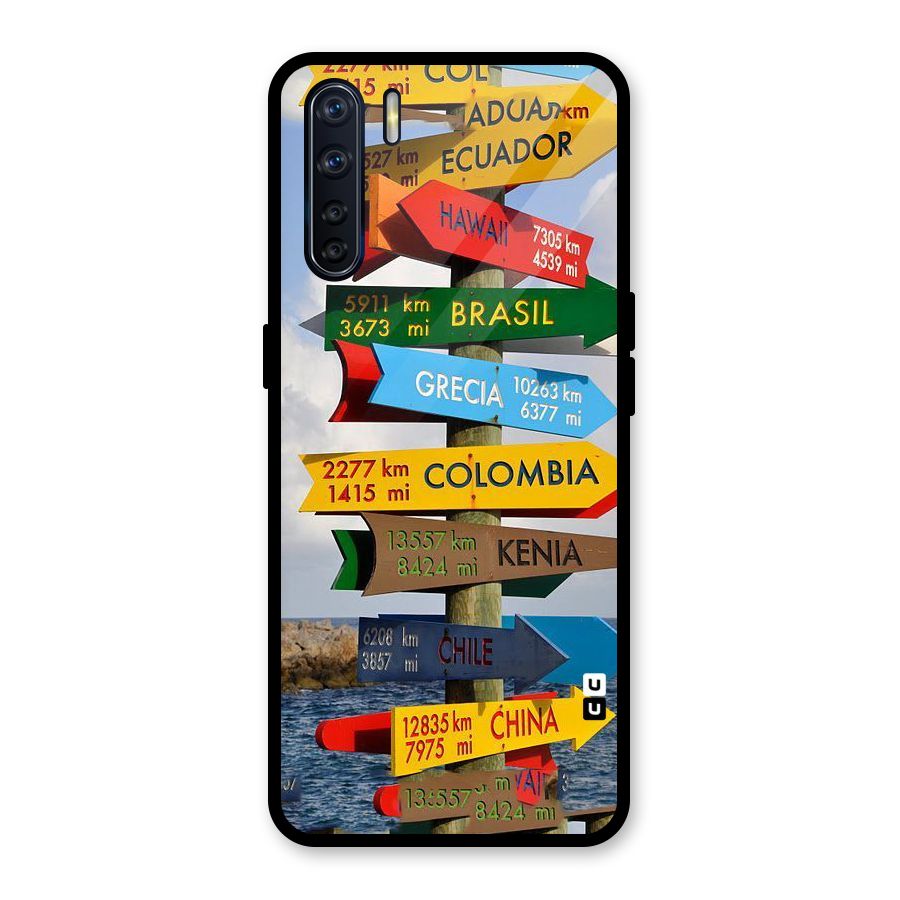 Travel Directions Glass Back Case for Oppo F15