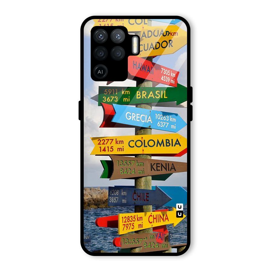 Travel Directions Glass Back Case for Oppo F19 Pro