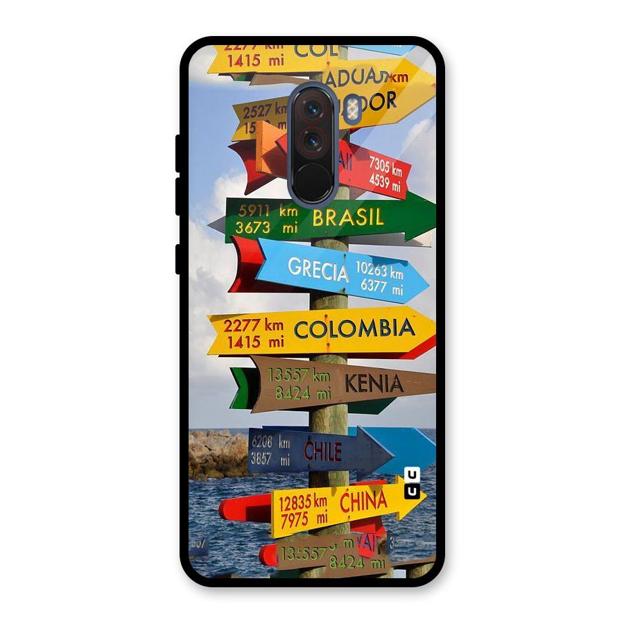 Travel Directions Glass Back Case for Poco F1