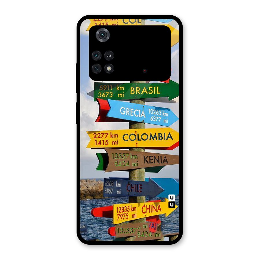 Travel Directions Glass Back Case for Poco M4 Pro 4G