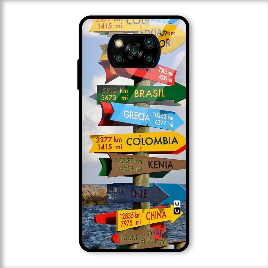 Travel Directions Glass Back Case for Poco X3