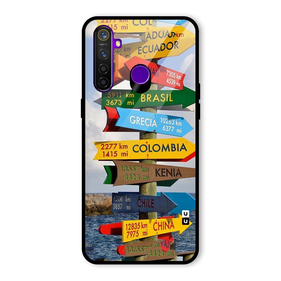 Travel Directions Glass Back Case for Realme 5 Pro