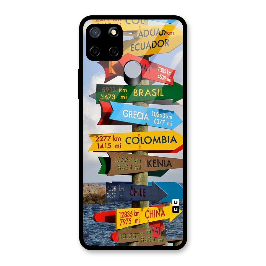 Travel Directions Glass Back Case for Realme C12