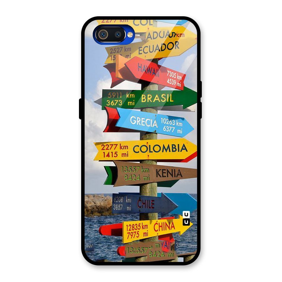 Travel Directions Glass Back Case for Realme C2