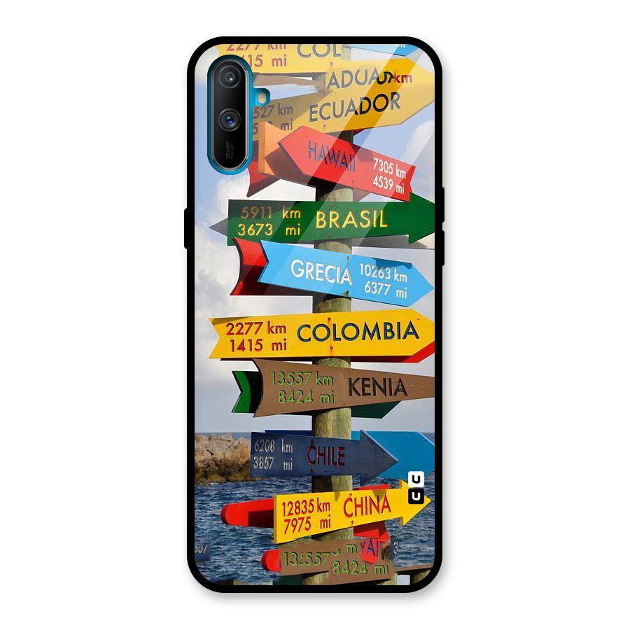 Travel Directions Glass Back Case for Realme C3