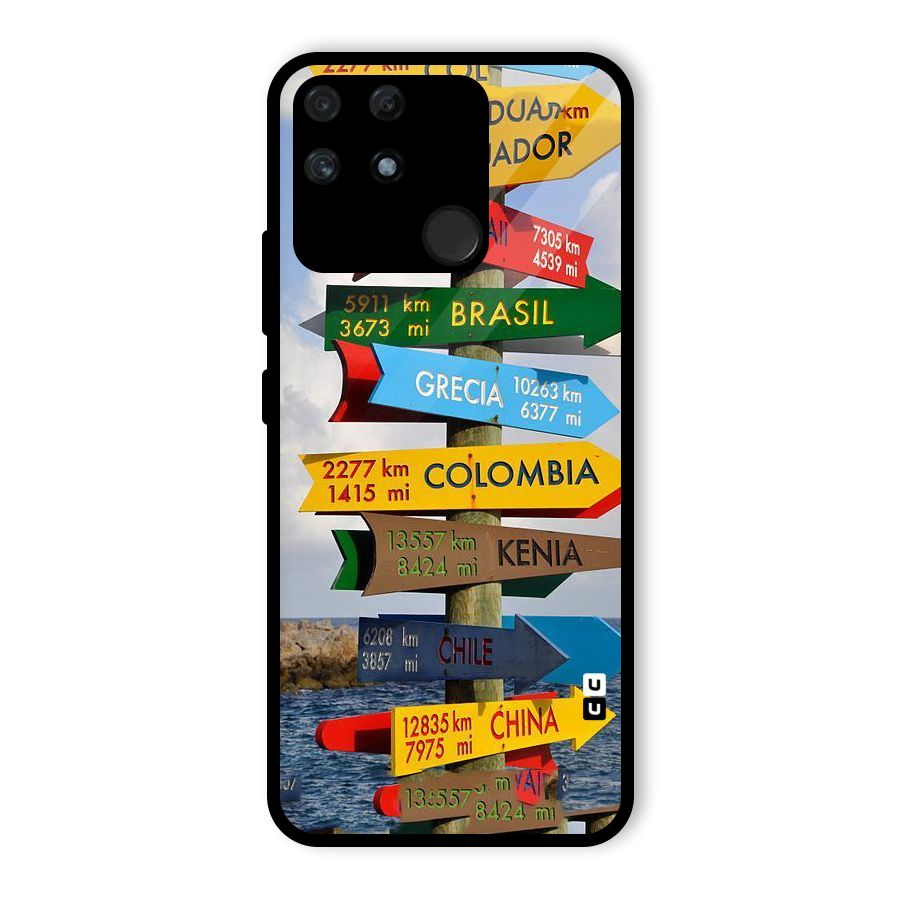 Travel Directions Glass Back Case for Realme Narzo 50A